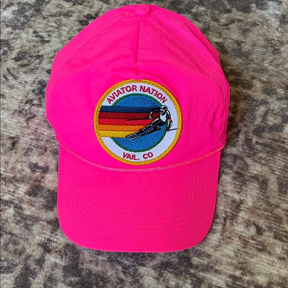 NWOT Aviator Nation Vail, CO Neon Pink Vintage Nylon Trucker Hat